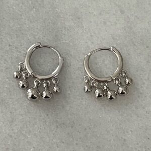 COPY - Sterling Silver Ball Round Fringe Huggie Hoop Earrings